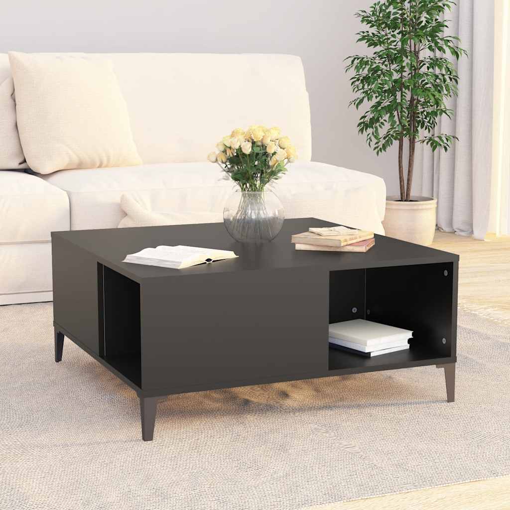 Tavolino da Salotto Nero 80x80x36,5 cm in Legno Multistrato | homemem39