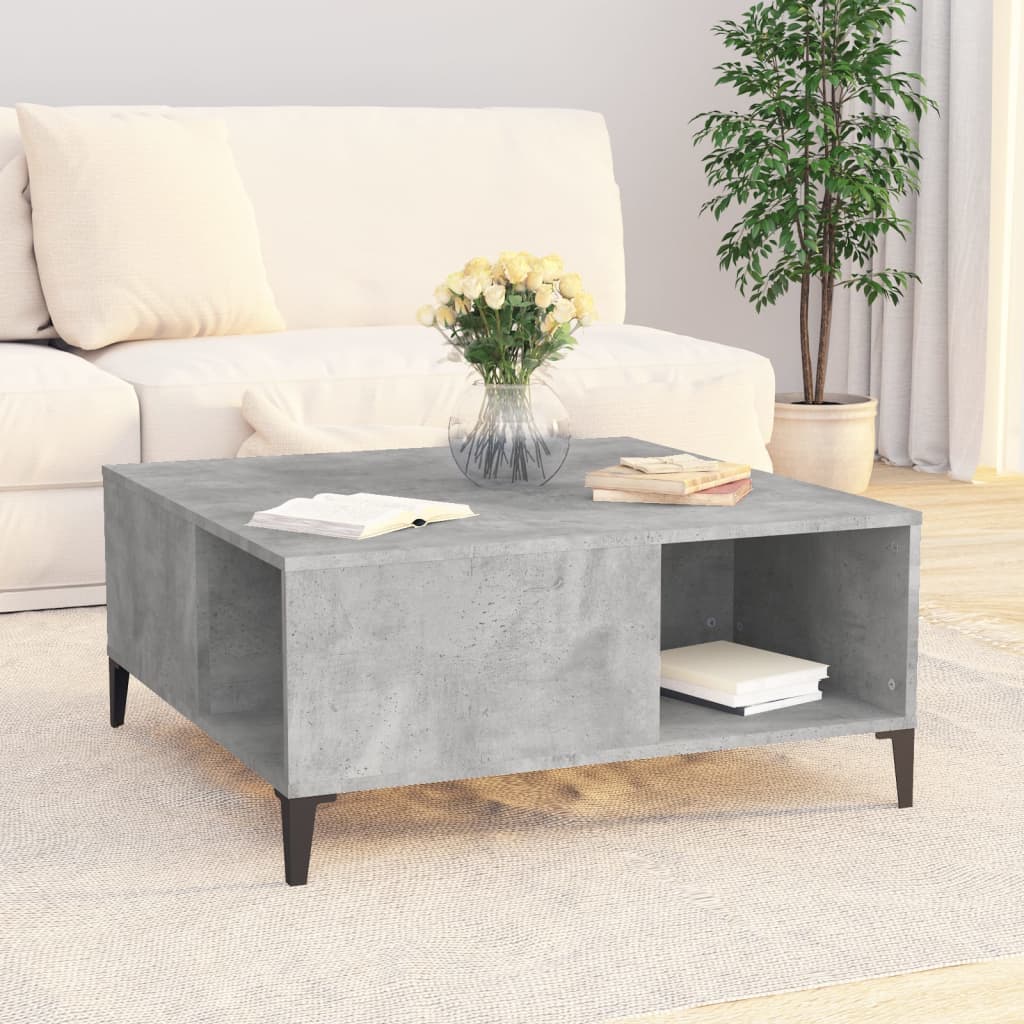 Tavolino Salotto Grigio Cemento 80x80x36,5 cm Legno Multistrato | homemem39