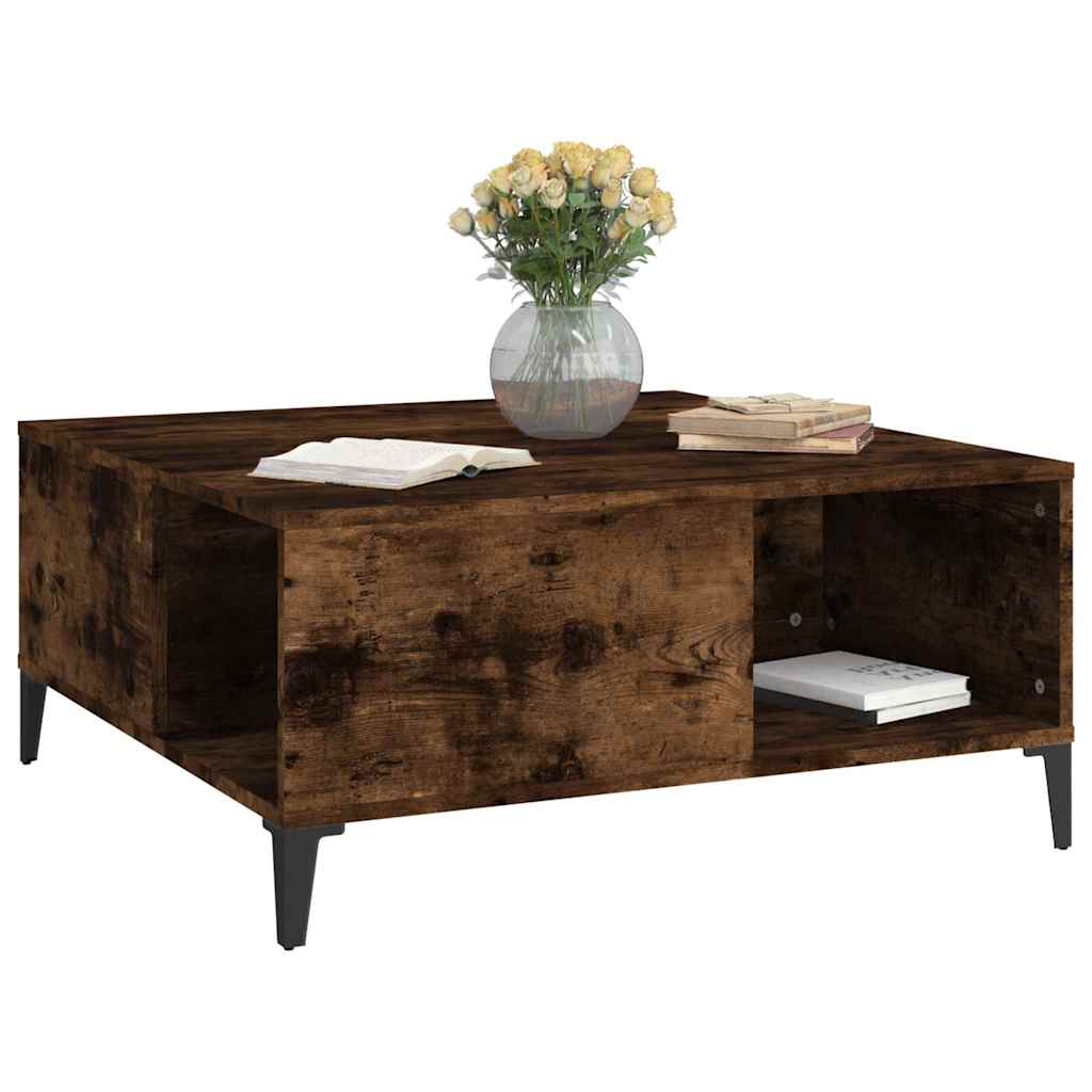 Tavolino da Salotto Rovere Fumo 80x80x36,5 cm Legno Multistrato