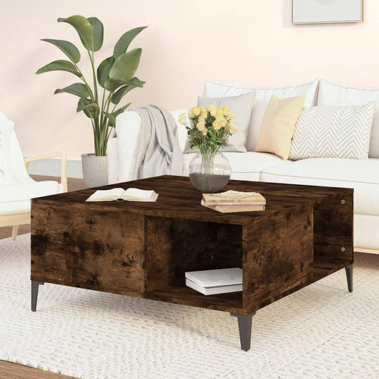 Tavolino da Salotto Rovere Fumo 80x80x36,5 cm Legno Multistrato | homemem39