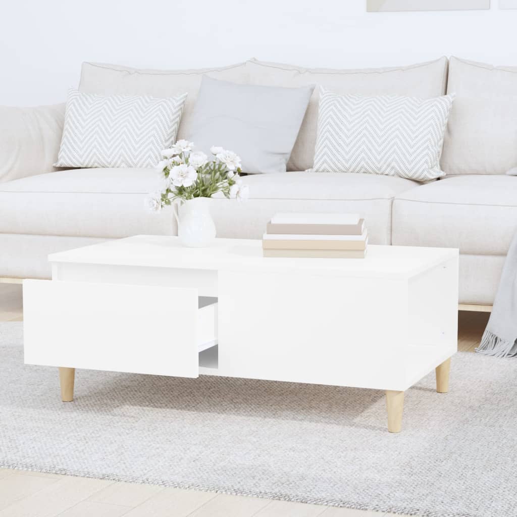 Tavolino da Salotto Bianco 90x50x36,5 cm in Legno Multistrato | homemem39