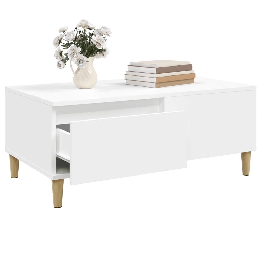 Tavolino da Salotto Bianco 90x50x36,5 cm in Legno Multistrato | homemem39
