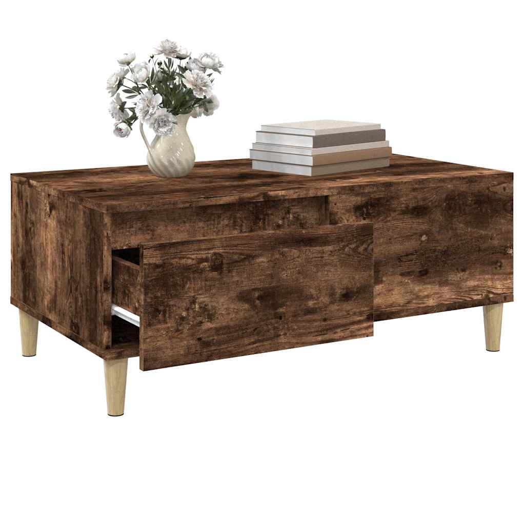 Tavolino da Salotto Rovere Fumo 90x50x36,5 cm Legno Multistrato
