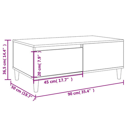 Tavolino da Salotto Rovere Fumo 90x50x36,5 cm Legno Multistrato