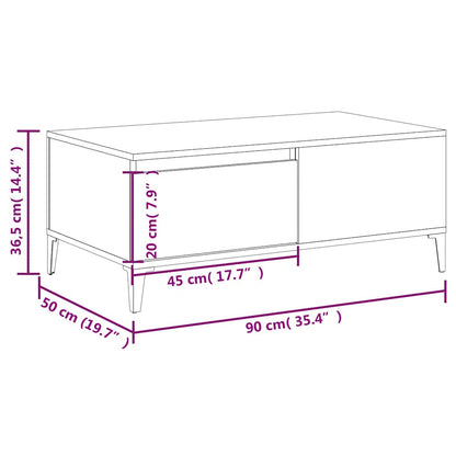 Tavolino da Salotto Bianco 90x50x36,5 cm in Legno Multistrato