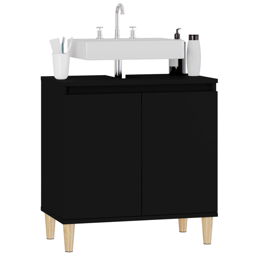 Mobile Lavabo Nero 58x33x60 cm in Legno Multistrato