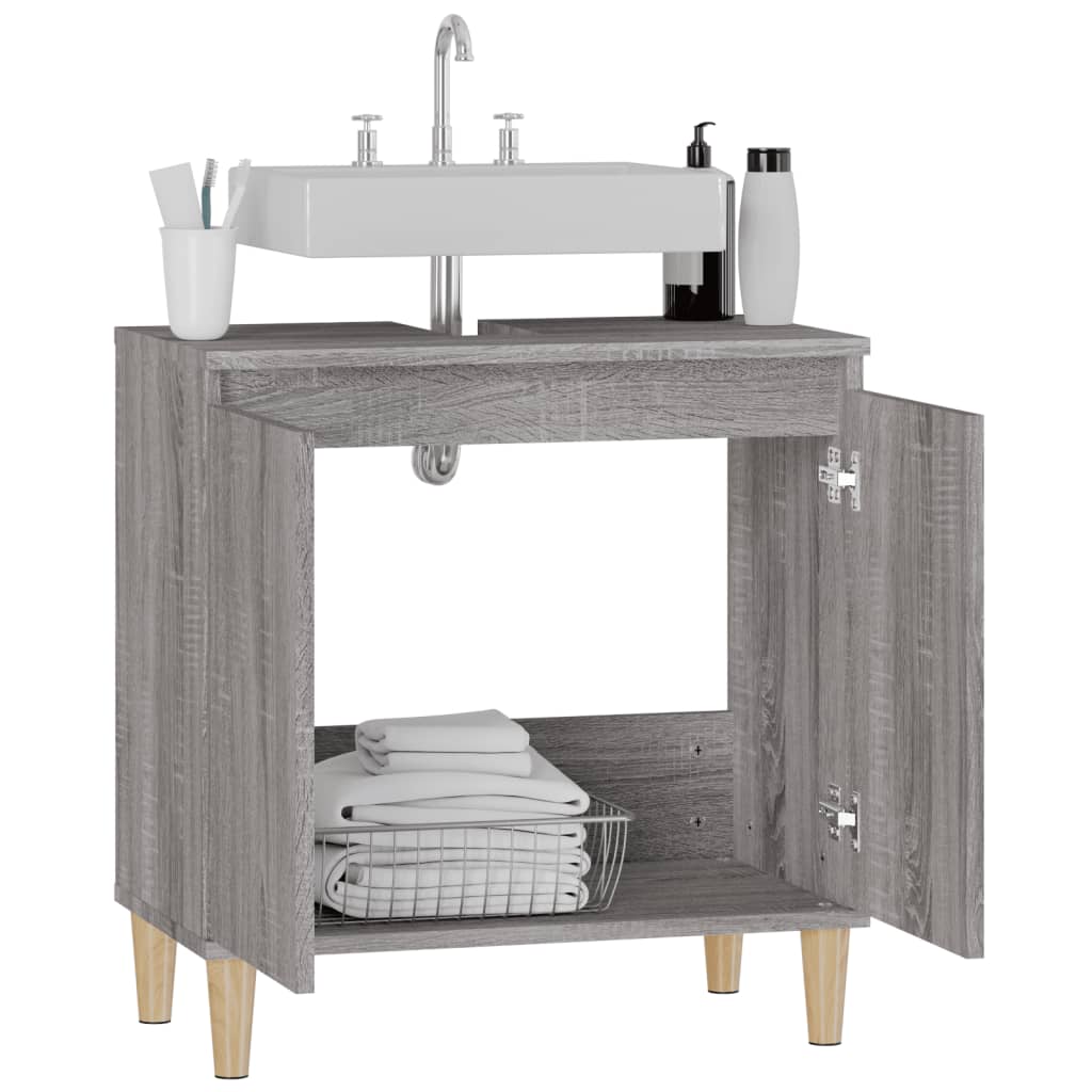 Mobile Lavabo Grigio Sonoma 58x33x60 cm in Legno Multistrato - homemem39