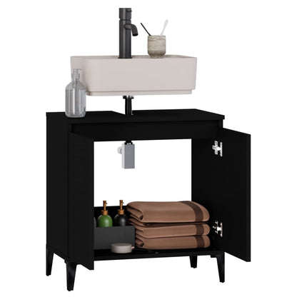 Mobile Lavabo Nero 58x33x60 cm in Legno Multistrato - homemem39
