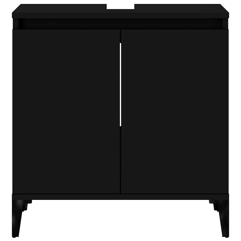Mobile Lavabo Nero 58x33x60 cm in Legno Multistrato - homemem39