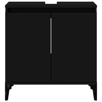 Mobile Lavabo Nero 58x33x60 cm in Legno Multistrato - homemem39