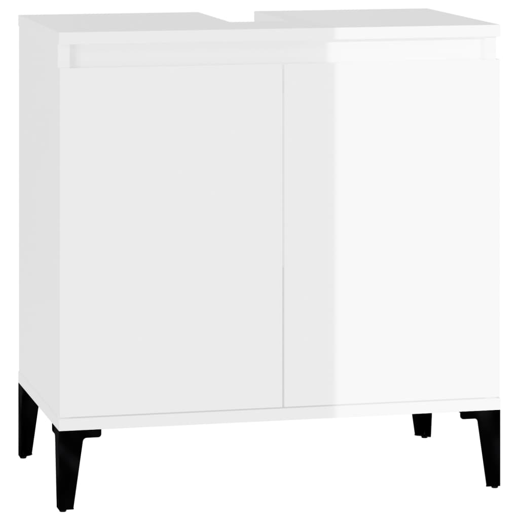 Mobile Lavabo Bianco Lucido 58x33x60 cm in Legno Multistrato