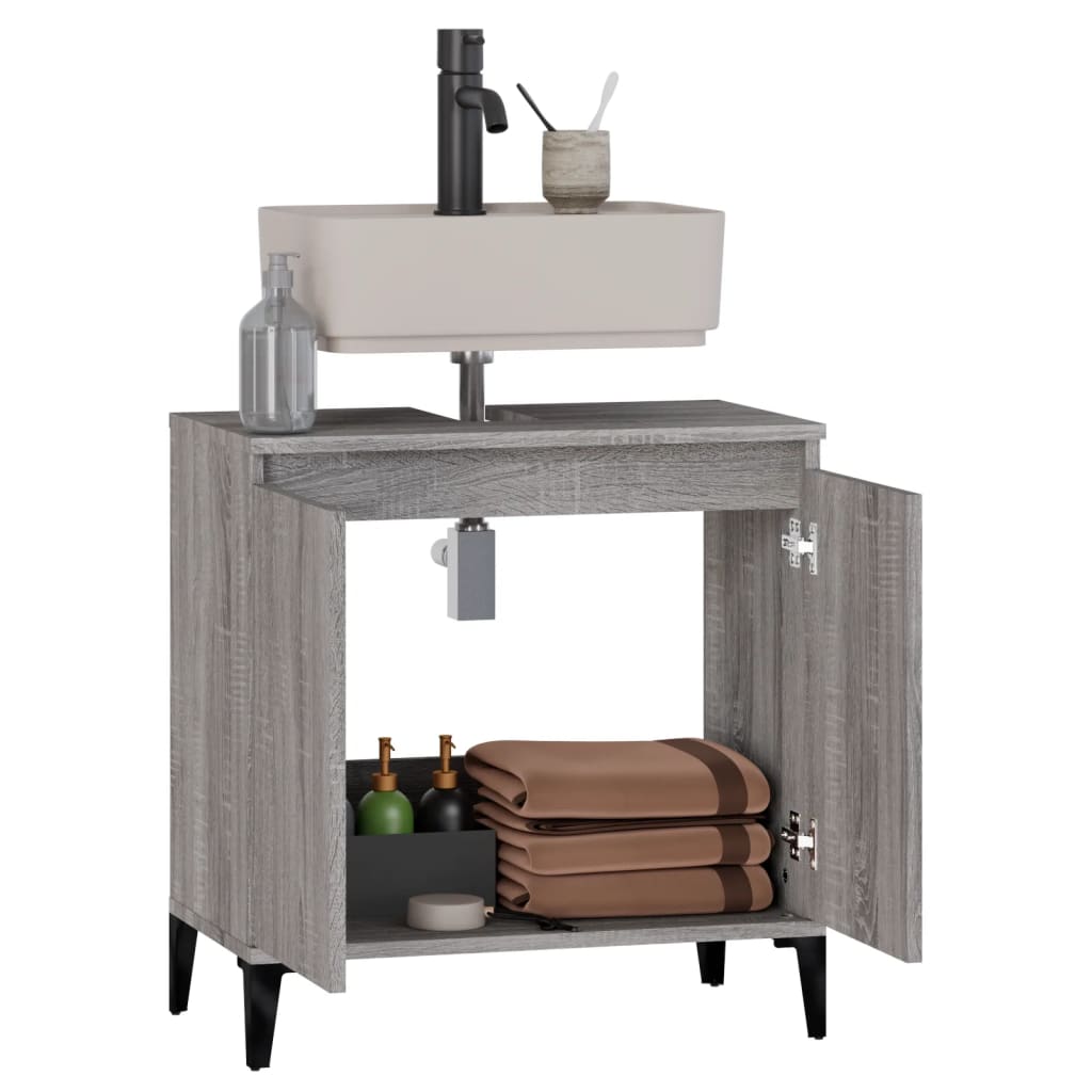 Mobile Lavabo Grigio Sonoma 58x33x60 cm in Legno Multistrato - homemem39