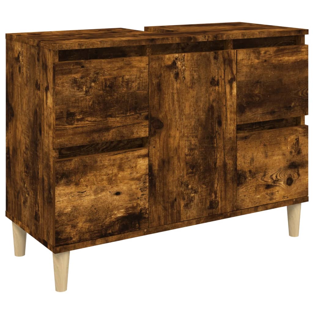 Mobile Lavabo Rovere Fumo 80x33x60 cm in Legno Multistrato