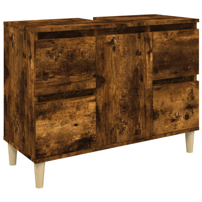 Mobile Lavabo Rovere Fumo 80x33x60 cm in Legno Multistrato
