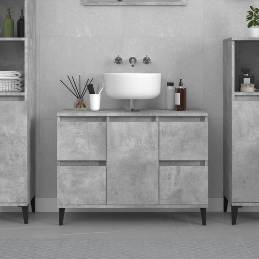 Mobile Lavabo Grigio Cemento 80x33x60 cm in Legno Multistrato