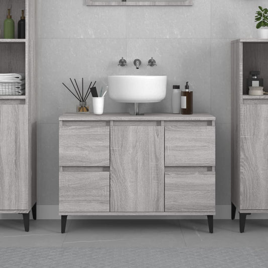 Mobile Lavabo Grigio Sonoma 80x33x60 cm in Legno Multistrato