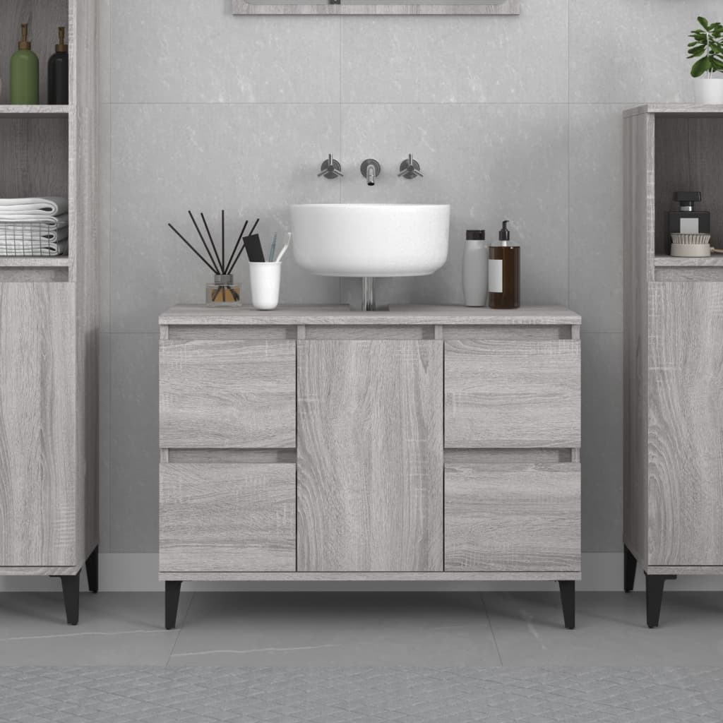 Mobile Lavabo Grigio Sonoma 80x33x60 cm in Legno Multistrato