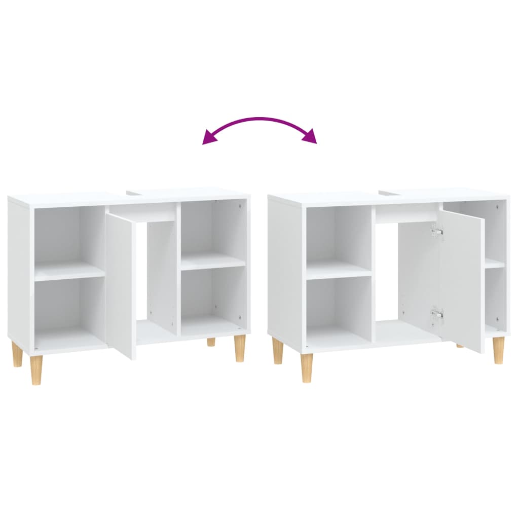 Mobile Lavabo Bianco 80x33x60 cm in Legno Multistrato | homemem39