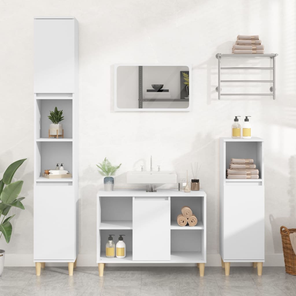 Mobile Lavabo Bianco 80x33x60 cm in Legno Multistrato | homemem39