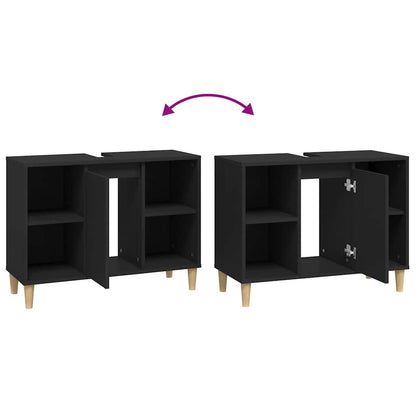 Mobile Lavabo Nero 80x33x60 cm in Legno Multistrato