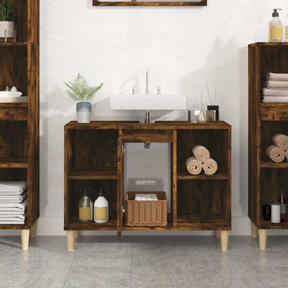 Mobile Lavabo Rovere Fumo 80x33x60 cm in Legno Multistrato