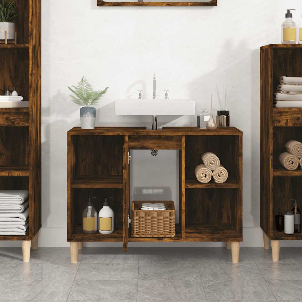 Mobile Lavabo Rovere Fumo 80x33x60 cm in Legno Multistrato
