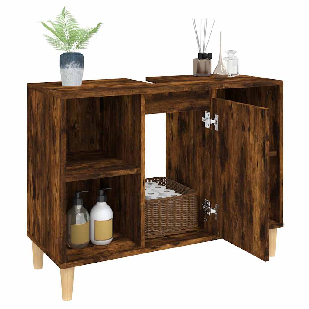 Mobile Lavabo Rovere Fumo 80x33x60 cm in Legno Multistrato | homemem39