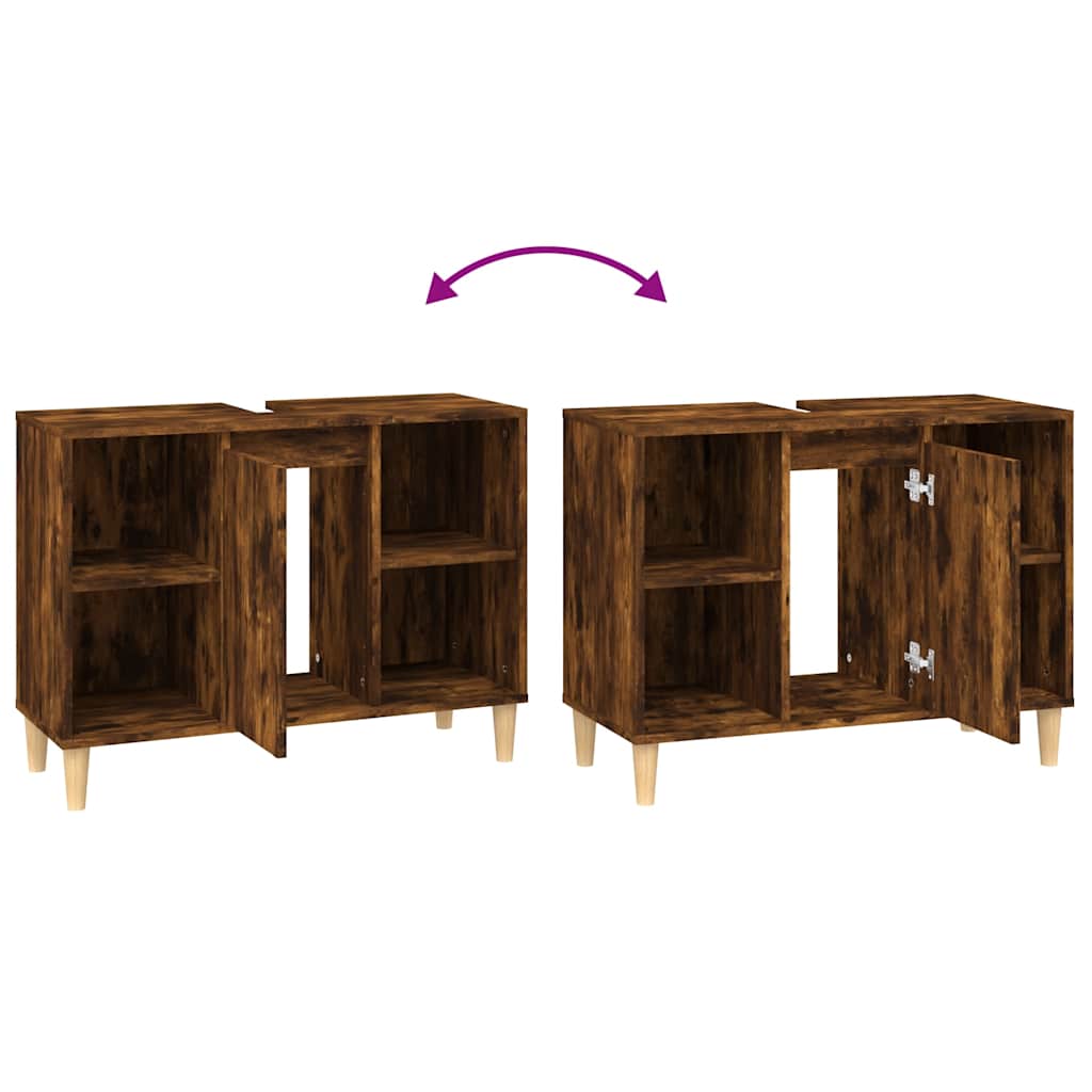 Mobile Lavabo Rovere Fumo 80x33x60 cm in Legno Multistrato | homemem39
