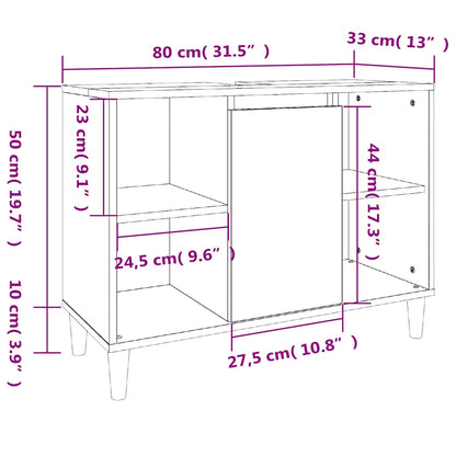 Mobile Lavabo Rovere Fumo 80x33x60 cm in Legno Multistrato | homemem39
