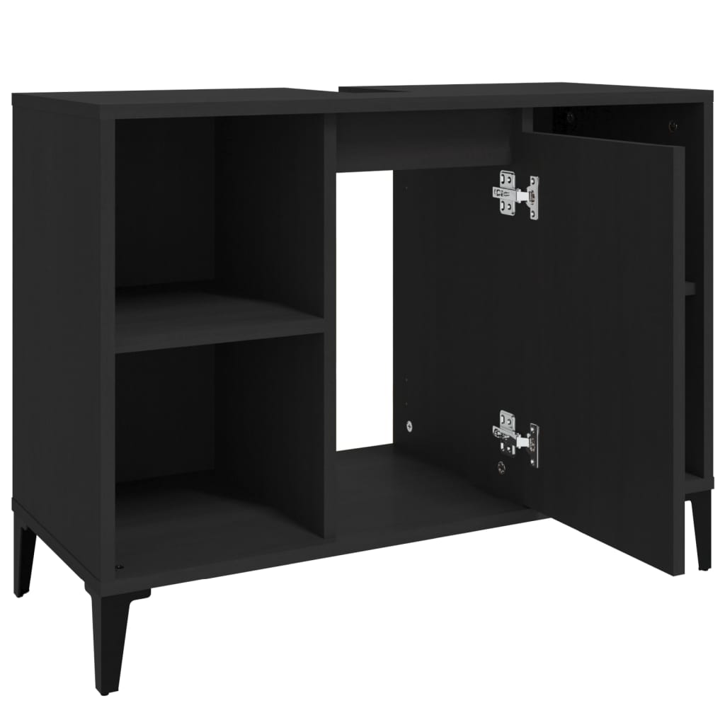 Mobile Lavabo Nero 80x33x60 cm in Legno Multistrato | homemem39