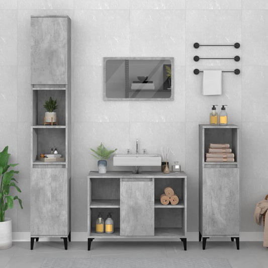 Mobile Lavabo Grigio Cemento 80x33x60 cm in Legno Multistrato | homemem39