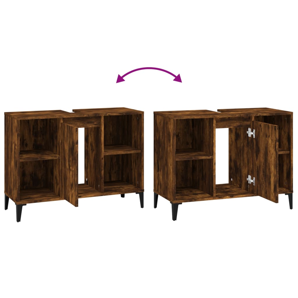 Mobile Lavabo Rovere Fumo 80x33x60 cm in Legno Multistrato | homemem39