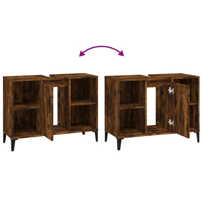 Mobile Lavabo Rovere Fumo 80x33x60 cm in Legno Multistrato | homemem39