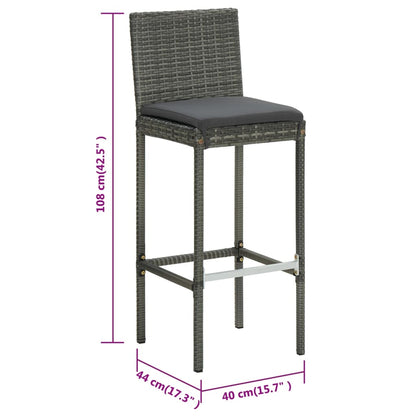 Sgabelli da Bar con Cuscini 6 pz in Polyrattan Grigio - homemem39
