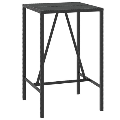 Bar Table with Black Glass Top 70x70x110 cm Polyrattan