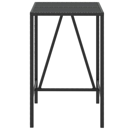 Bar Table with Black Glass Top 70x70x110 cm Polyrattan