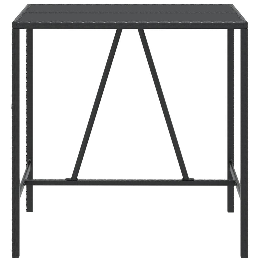 Tavolo da Bar con Piano in Vetro Nero 110x70x110 cm Polyrattan