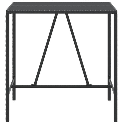 Tavolo da Bar con Piano in Vetro Nero 110x70x110 cm Polyrattan