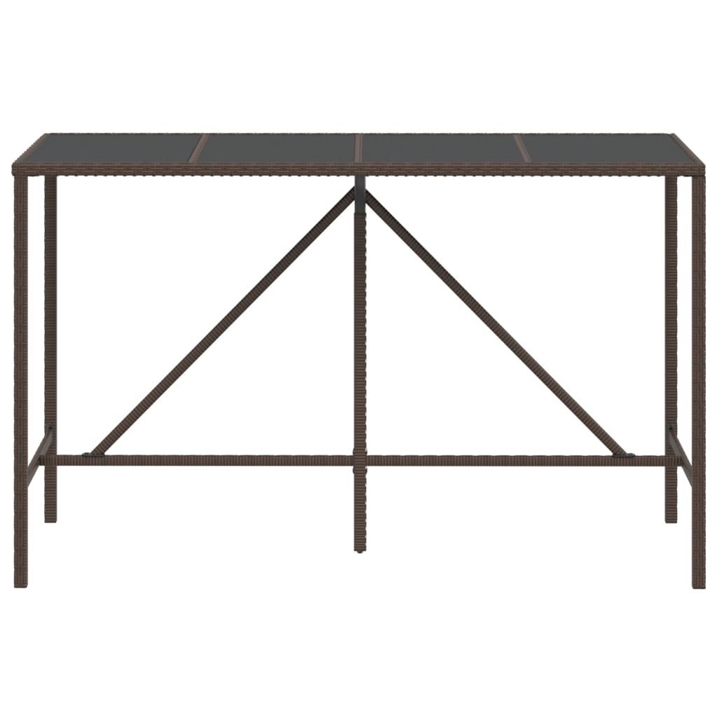 Tavolo Bar con Piano in Vetro Marrone 180x70x110 cm Polyrattan - homemem39