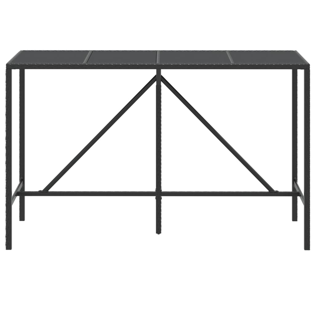 Tavolo da Bar con Piano in Vetro Nero 180x70x110 cm Polyrattan - homemem39