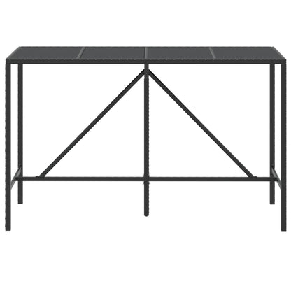 Tavolo da Bar con Piano in Vetro Nero 180x70x110 cm Polyrattan - homemem39