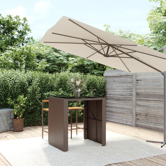 Tavolo Bar con Piano in Vetro Marrone 105x80x110 cm Polyrattan - homemem39