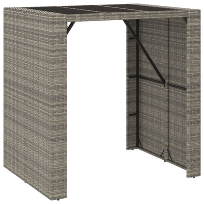Tavolo da Bar con Piano in Vetro Grigio 105x80x110cm Polyrattan | homemem39