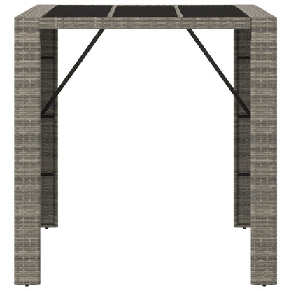 Tavolo da Bar con Piano in Vetro Grigio 105x80x110cm Polyrattan | homemem39