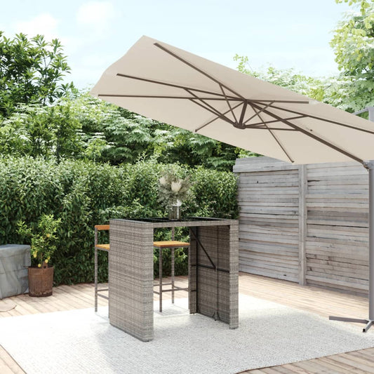 Tavolo da Bar con Piano in Vetro Grigio 105x80x110cm Polyrattan | homemem39