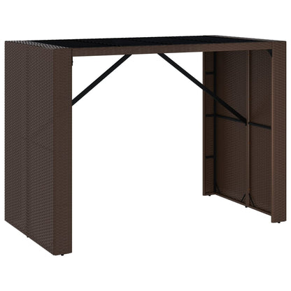 Tavolo Bar con Piano in Vetro Marrone 145x80x110 cm Polyrattan - homemem39