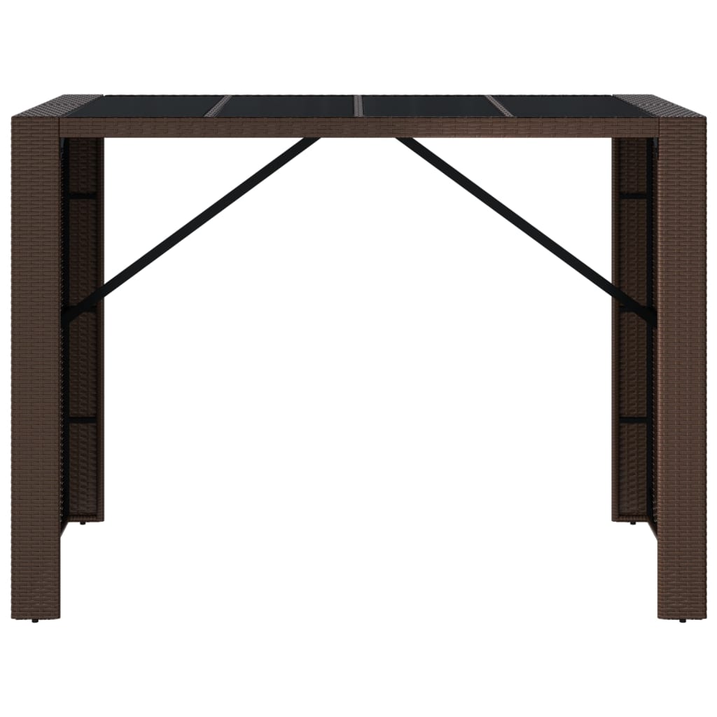 Tavolo Bar con Piano in Vetro Marrone 145x80x110 cm Polyrattan - homemem39