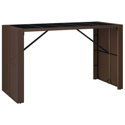 Tavolo Bar con Piano in Vetro Marrone 185x80x110 cm Polyrattan - homemem39