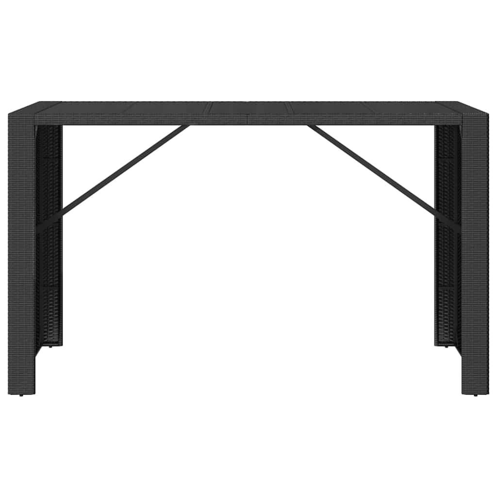 Tavolo da Bar con Piano in Vetro Nero 185x80x110 cm Polyrattan - homemem39
