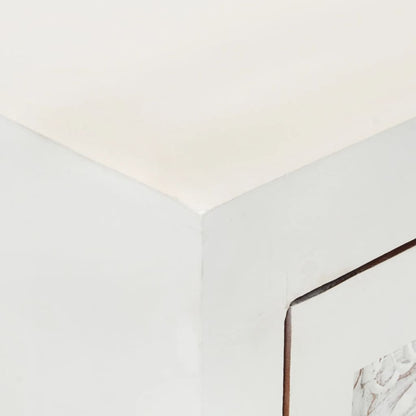 Credenza Bianca 55x30x90 cm in Legno Massello di Acacia - homemem39